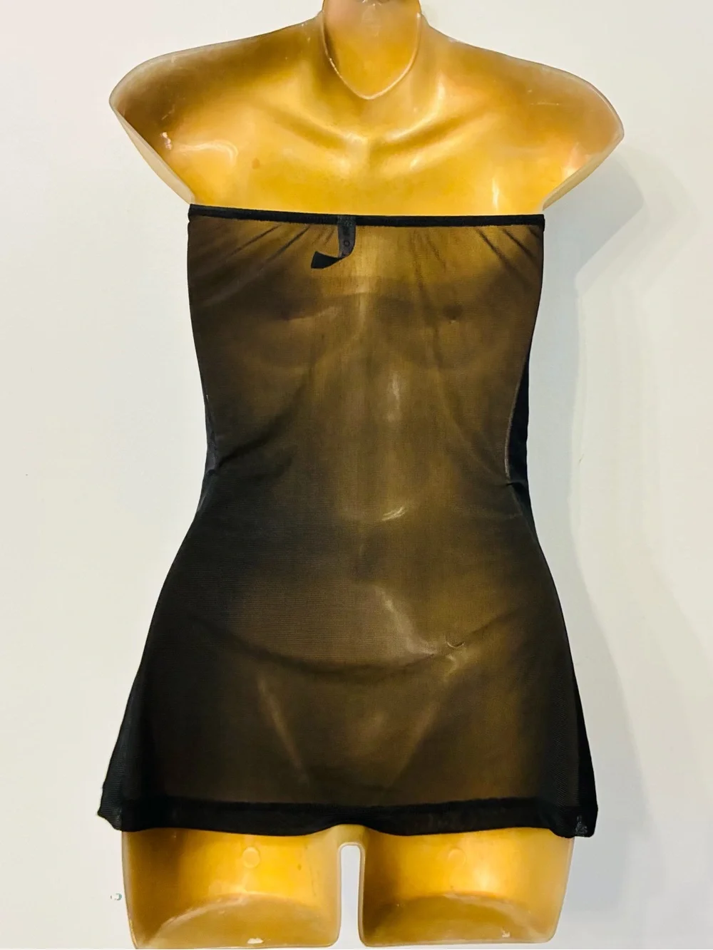Motel Black Sheer Strapless Cover Up top Size Small Mesh Swim Coverup
